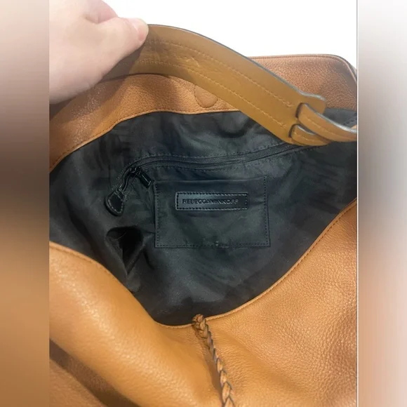 Rebecca Minkoff Isobel Pebbled Soft Leather Hobo Shoulder Purse Camel Brown - Picture 7 of 15